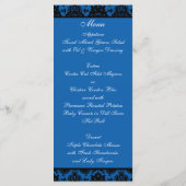 Carte menu Cobalt Blue and Black Damask (Dos)