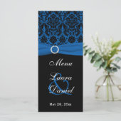 Carte menu Cobalt Blue and Black Damask (Debout devant)