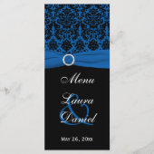 Carte menu Cobalt Blue and Black Damask (Devant)