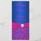 Carte menu Cobalt et Fuchsia Damask (Devant)