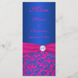 Carte menu Cobalt et Fuchsia Damask