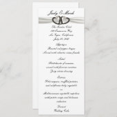 Carte Menu Coeurs Diamants Noir & Blanc (Devant / Derrière)