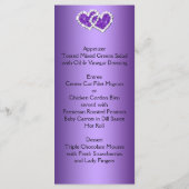 Carte Menu Coeurs Joints à Floral Violet, Noir (Dos)