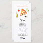 Carte Menu Cute Pizza Party (Devant / Derrière)