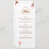 Carte Menú de boda rosa y beige flores silvestres (Devant / Derrière)