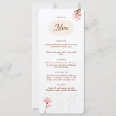 Carte Menú de boda rosa y beige flores silvestres (Devant)
