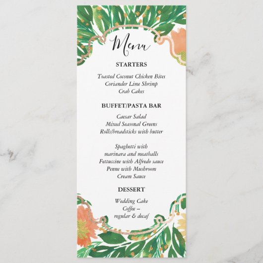 Carte menu de peinture aquarelle Fleurs magnifique (Devant)