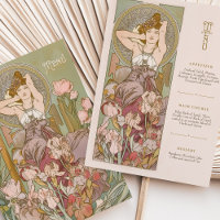 Carte Menu Déesse Florale Art Nouveau vintage