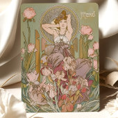 Carte Menu Déesse Florale Art Nouveau vintage