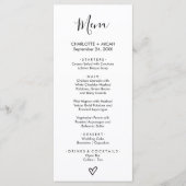 Carte Menu Dîner Coeur Dessin Main (Devant)