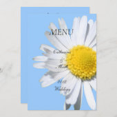 Carte menu dîner, fleur marguerite (Devant / Derrière)