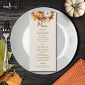 Carte Menu Dîner Thanksgiving Florals Muet