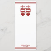 Carte Menu Double Happy Mariage chinois (Dos)