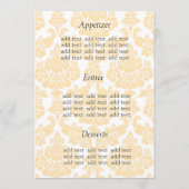 carte menu du dîner, damas (Dos)