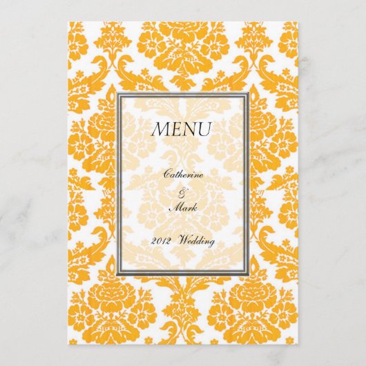 carte menu du dîner, damas (Devant)