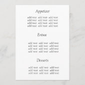 carte menu du dîner, damas (Dos)
