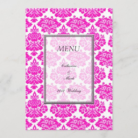 carte menu du dîner, damas (Devant)