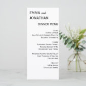 Carte Menu du dîner de mariage (Debout devant)