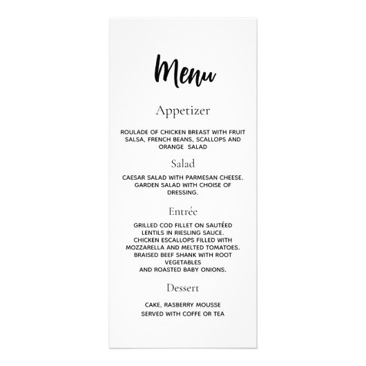 Carte menu du dîner du programme d'anniversaire (Dos)