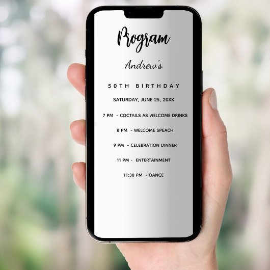 Carte menu du dîner du programme d'anniversaire en