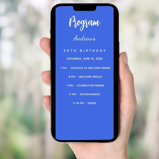 Carte menu du dîner du programme d'anniversaire Ro