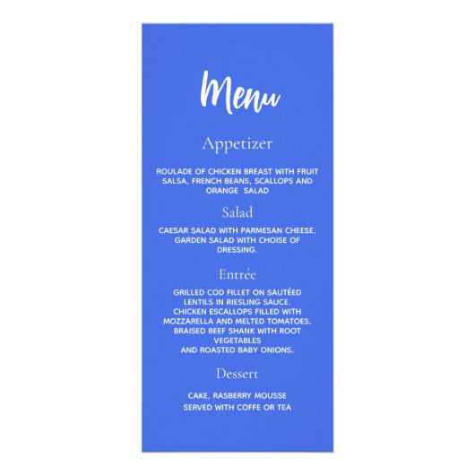 Carte menu du dîner du programme d'anniversaire Ro (Dos)