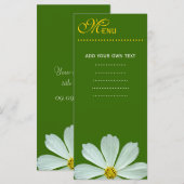 Carte menu du dîner. fleur marguerite blanche (Devant / Derrière)
