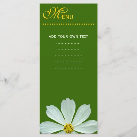Carte menu du dîner. fleur marguerite blanche (Devant)