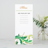 Carte menu du dîner, tourbillon floral (Debout devant)