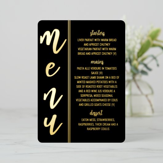 carte menu du mariage royal (Debout devant)