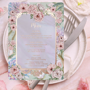 Carte menu du Mariage vintage Lavender Peony