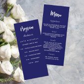 Carte menu du programme d'anniversaire bleu marine