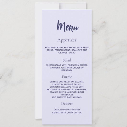 Carte menu du programme d'anniversaire de la lavan (Dos)