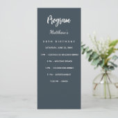 Carte menu du programme d'anniversaire gris charbo (Debout devant)