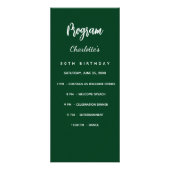 Carte menu du programme d'anniversaire vert émerau (Devant)