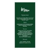 Carte menu du programme d'anniversaire vert émerau (Dos)