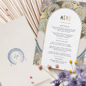 Carte menu Dusty Blue Gold Art Nouveau Mucha
