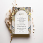 Carte menu Dusty Blue Gold Art Nouveau Mucha