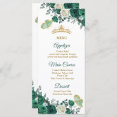 Carte menu Emerald Green Quinceañera (Devant / Derrière)