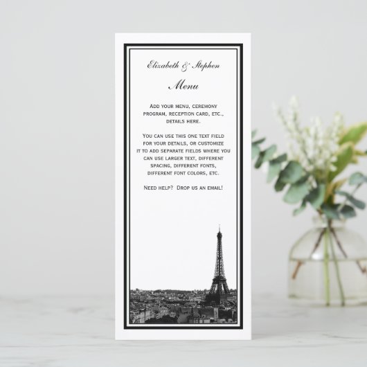 Carte menu encadrée Paris Skyline (Debout devant)
