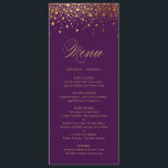 Carte menu Faux Gold Foil Confetti Élégante Purple<br><div class="desc">Il s'agit d'une partie d'une suite mariage. Des éléments correspondants sont disponibles.</div>