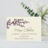 Carte MENU Fleurs de Cerisier (lavande) (Debout devant)