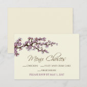Carte MENU Fleurs de Cerisier (lavande) (Devant / Derrière)