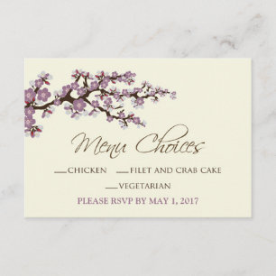Carte MENU Fleurs de Cerisier (lavande)