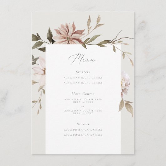 Carte menu Fleurs sauvages (Devant)