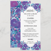 Carte Menu Fleurs violettes peinte à la main (Devant / Derrière)