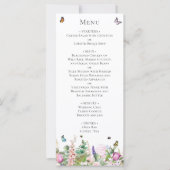 Carte menu Fleurs violettes roses avec papillons (Devant)