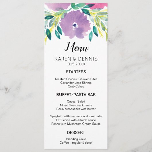 Carte menu Floral Blossom (Devant)