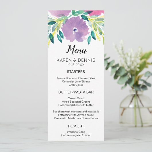 Carte menu Floral Blossom (Debout devant)