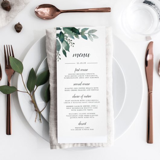 Carte menu Foliage abondante